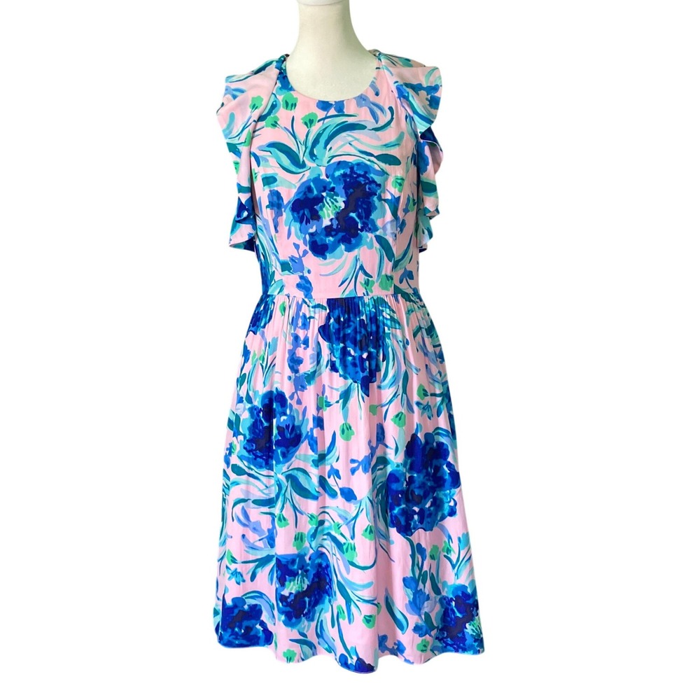 Lilly Pulitzer Rory Dress Racer Back Feminine Ruffle Floral Flowy (Size 4) - Picture 2 of 13